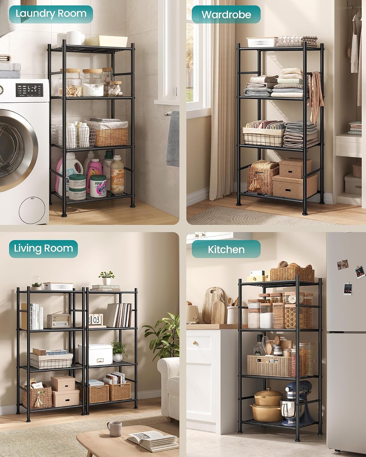 image:imageSONGMICS 3Tier Storage Shelf Steel Wire Organizer Rack4Tier