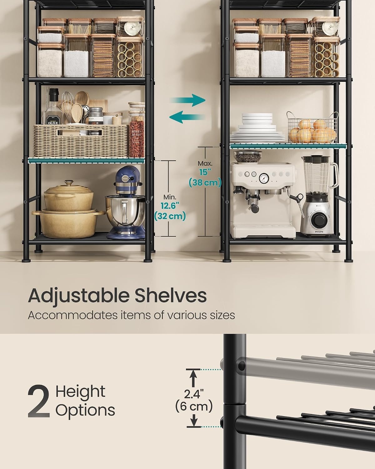 image:imageSONGMICS 3Tier Storage Shelf Steel Wire Organizer Rack4Tier