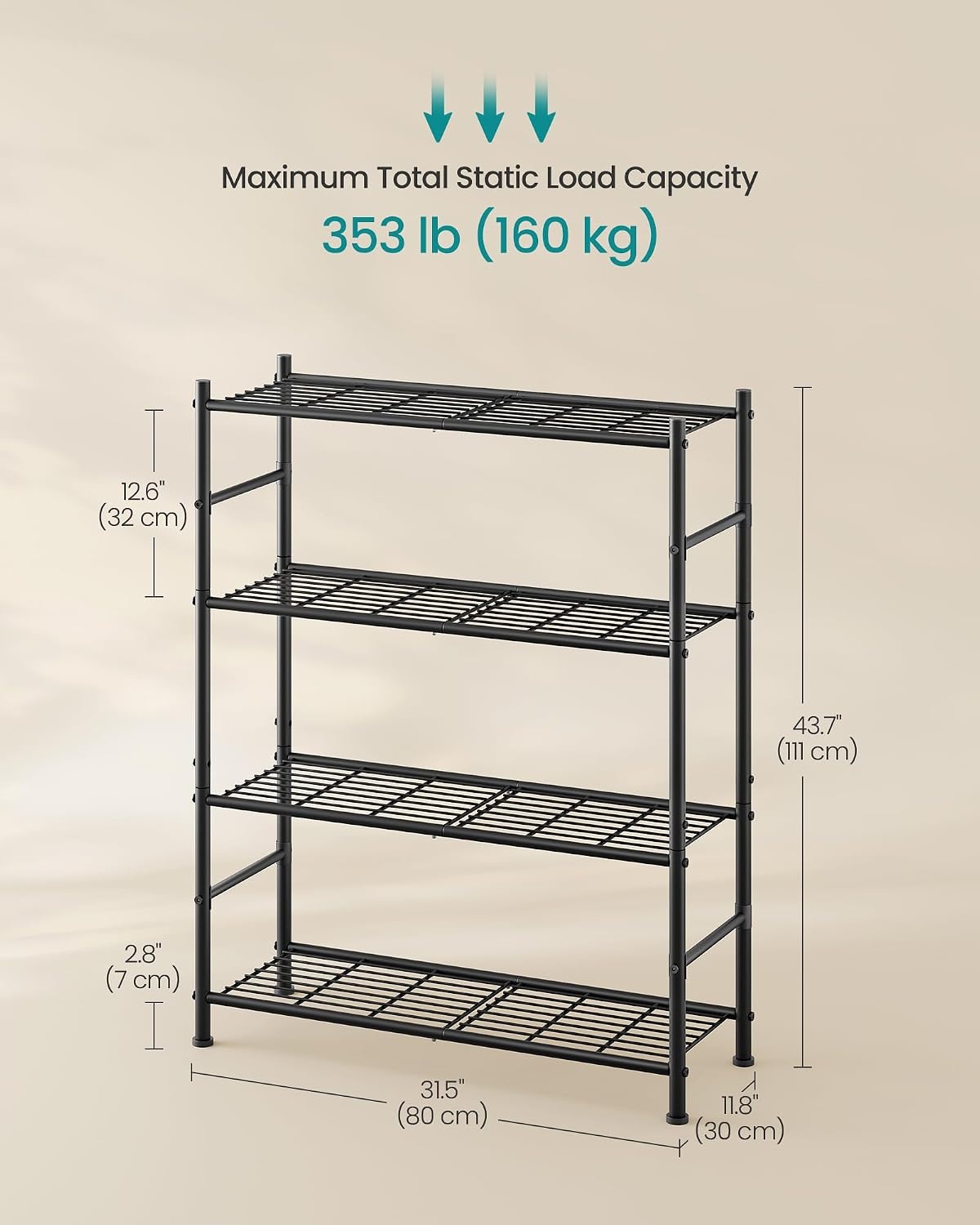image:imageSONGMICS 3Tier Storage Shelf Steel Wire Organizer Rack4Tier
