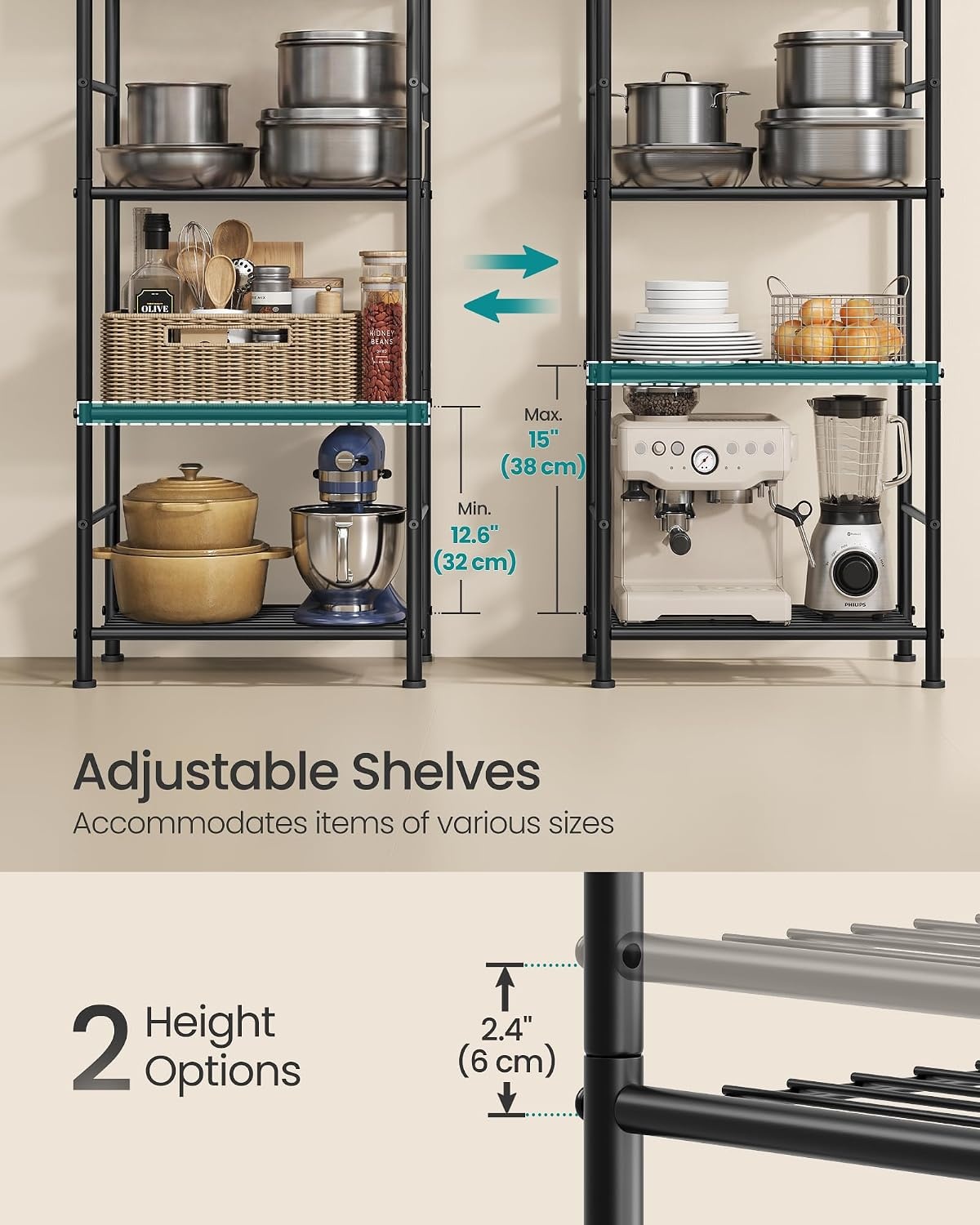 image:imageSONGMICS 3Tier Storage Shelf Steel Wire Organizer Rack5Tier