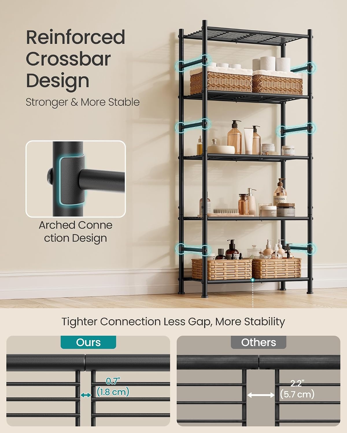 image:imageSONGMICS 3Tier Storage Shelf Steel Wire Organizer Rack5Tier