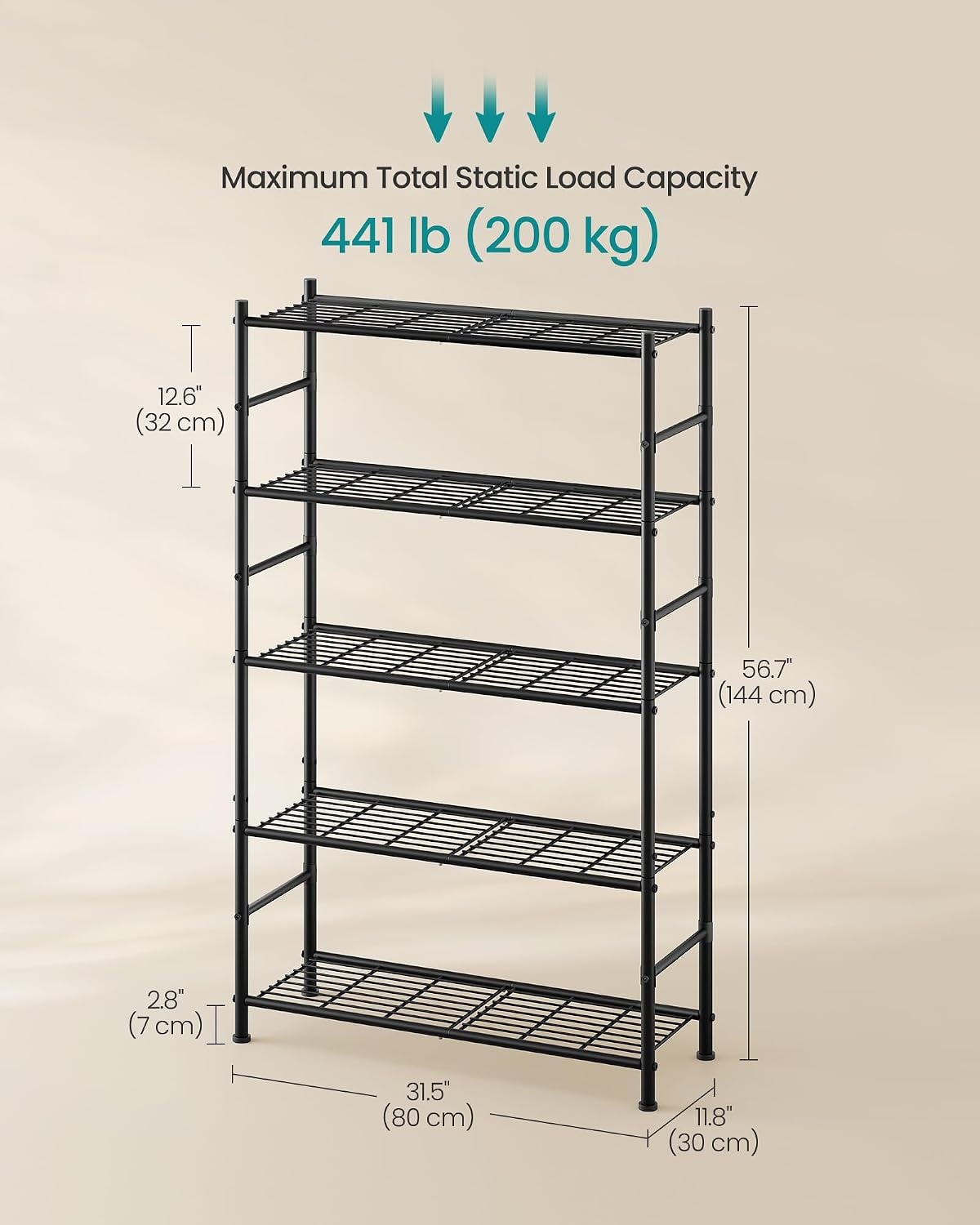 image:imageSONGMICS 3Tier Storage Shelf Steel Wire Organizer Rack5Tier