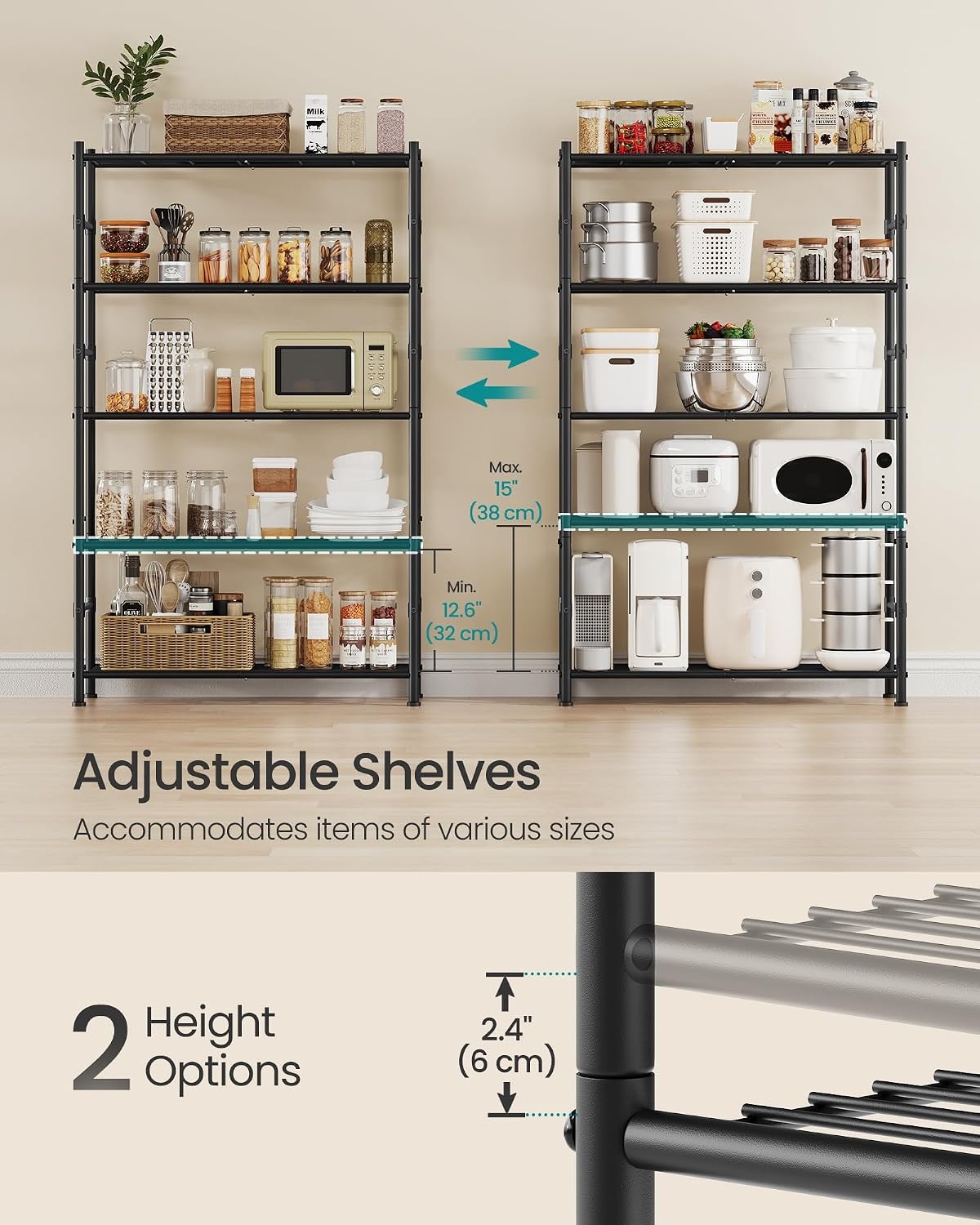 image:imageSONGMICS 3Tier Storage Shelf Steel Wire Organizer Rack5Tier