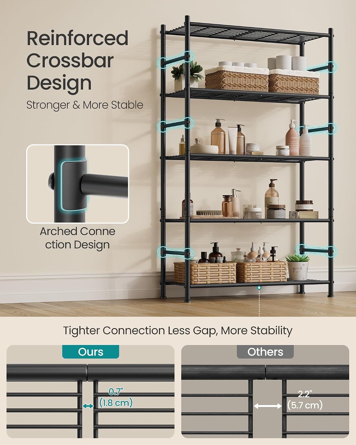 image:imageSONGMICS 3Tier Storage Shelf Steel Wire Organizer Rack5Tier
