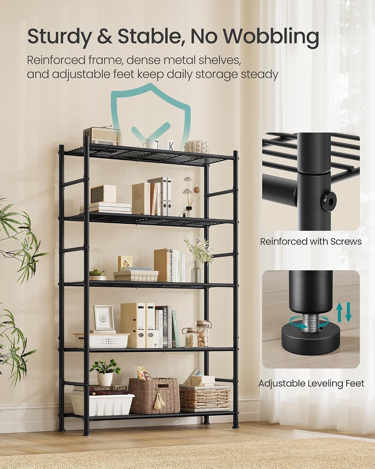 image:imageSONGMICS 3Tier Storage Shelf Steel Wire Organizer Rack5Tier