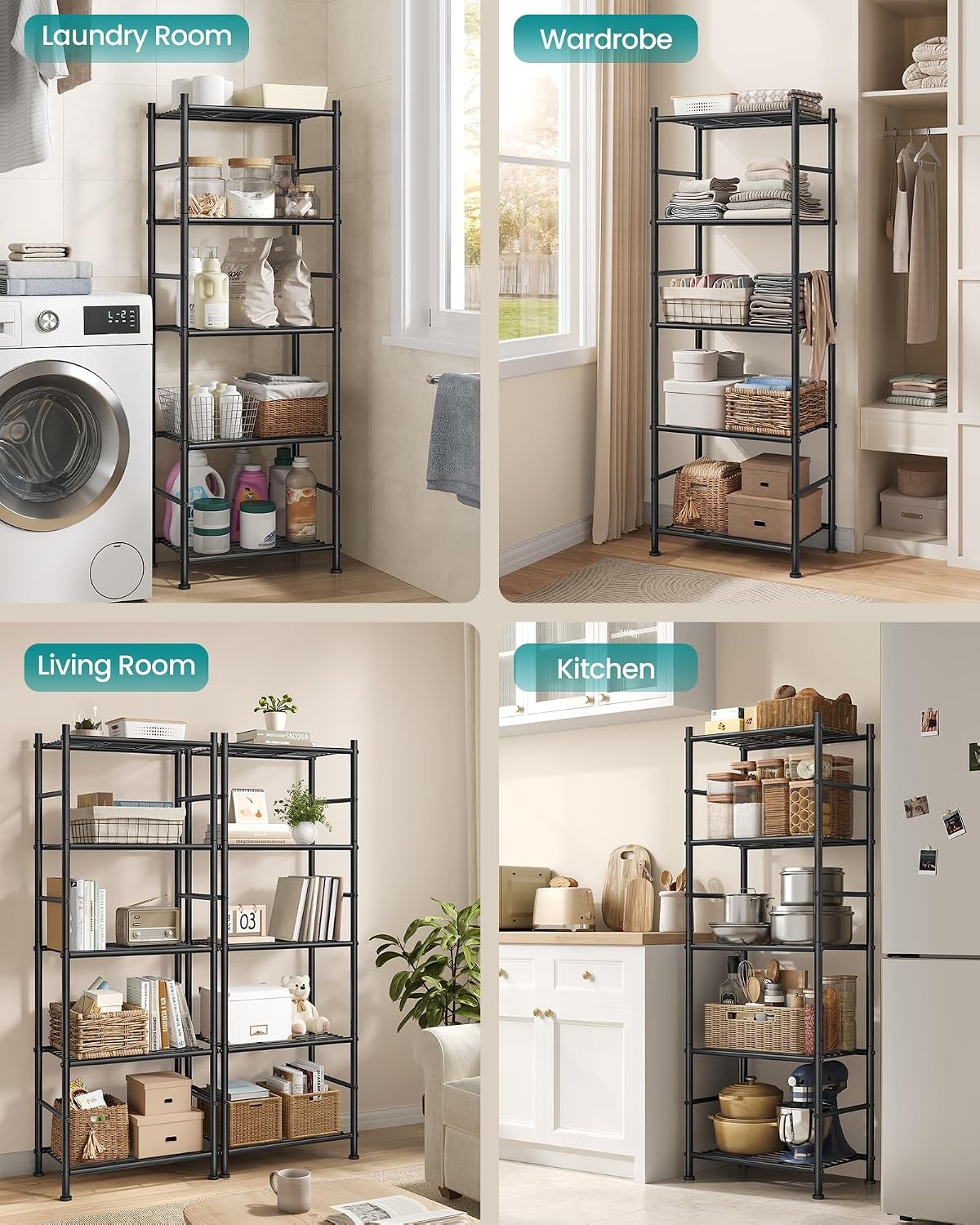 image:imageSONGMICS 3Tier Storage Shelf Steel Wire Organizer Rack5Tier