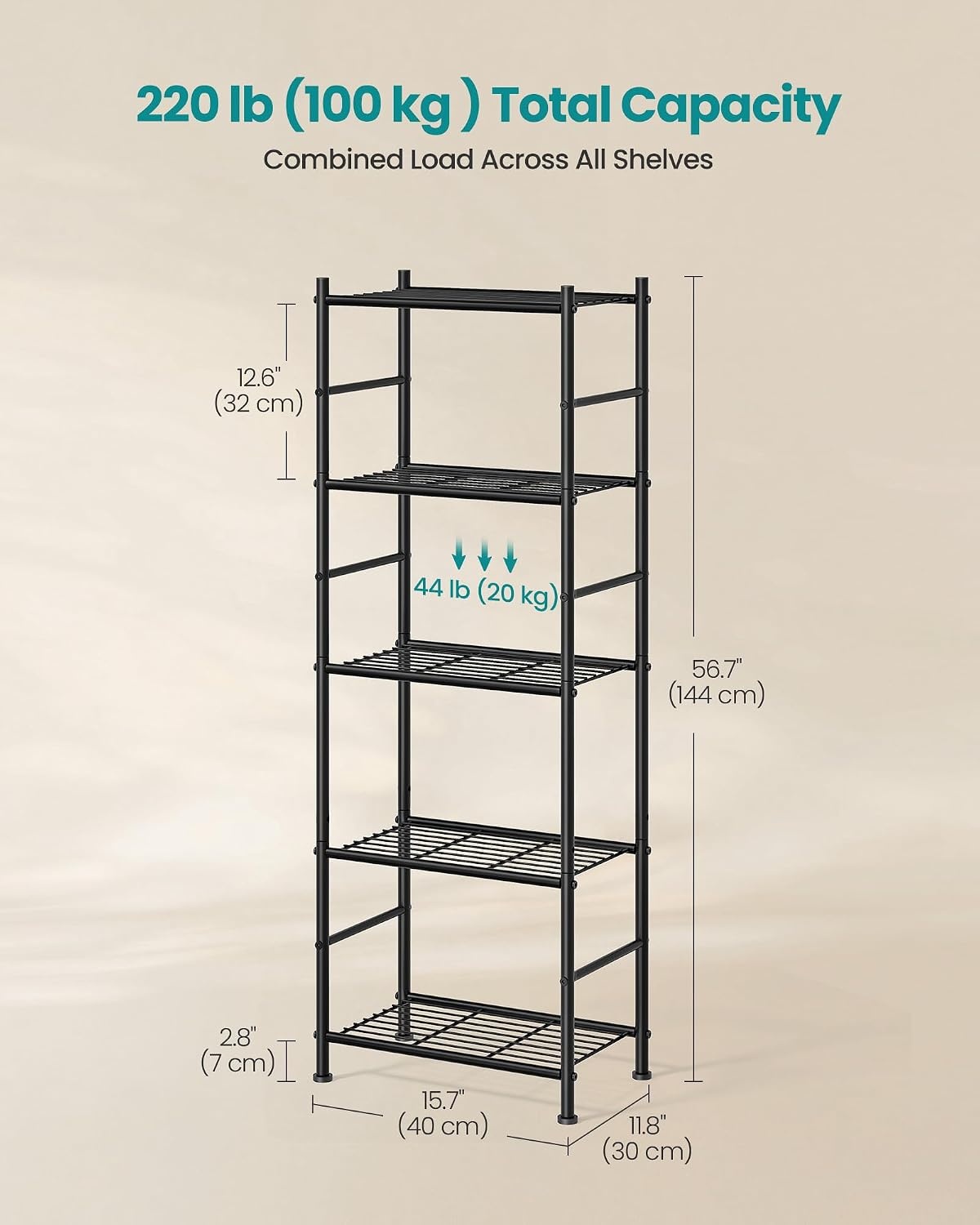image:imageSONGMICS 3Tier Storage Shelf Steel Wire Organizer Rack5Tier