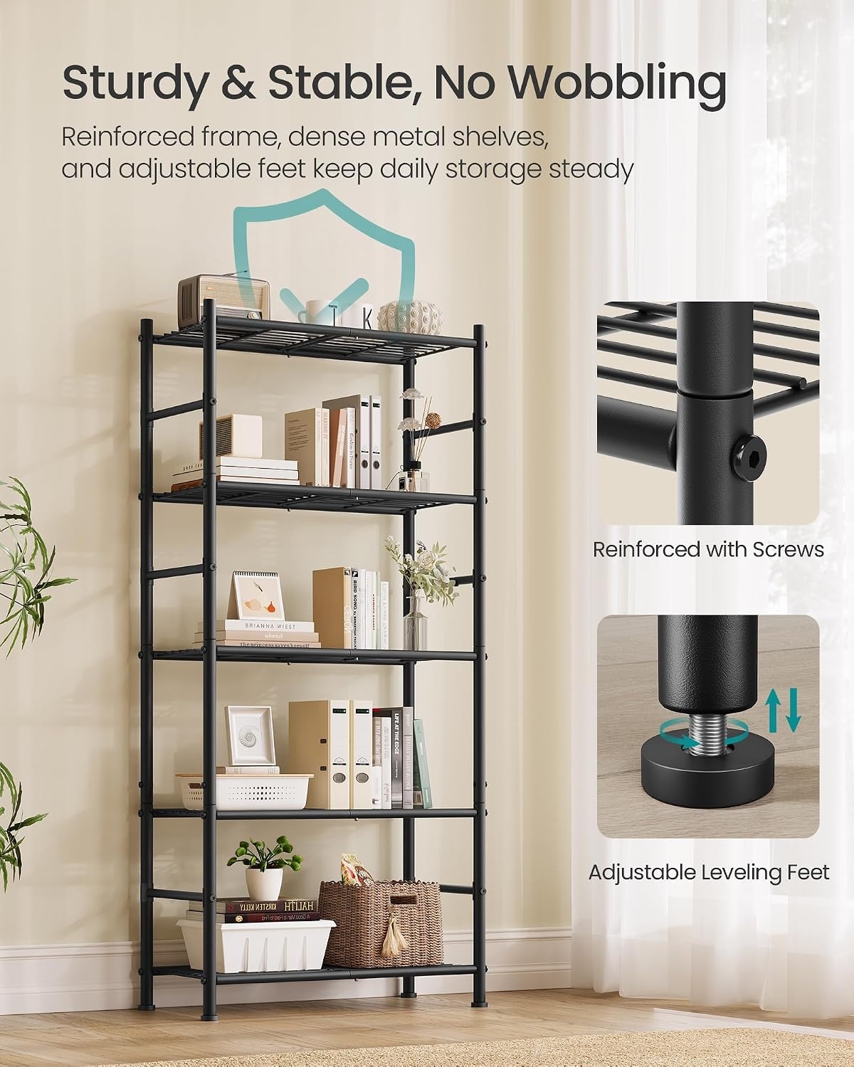 image:imageSONGMICS 3Tier Storage Shelf Steel Wire Organizer Rack5Tier