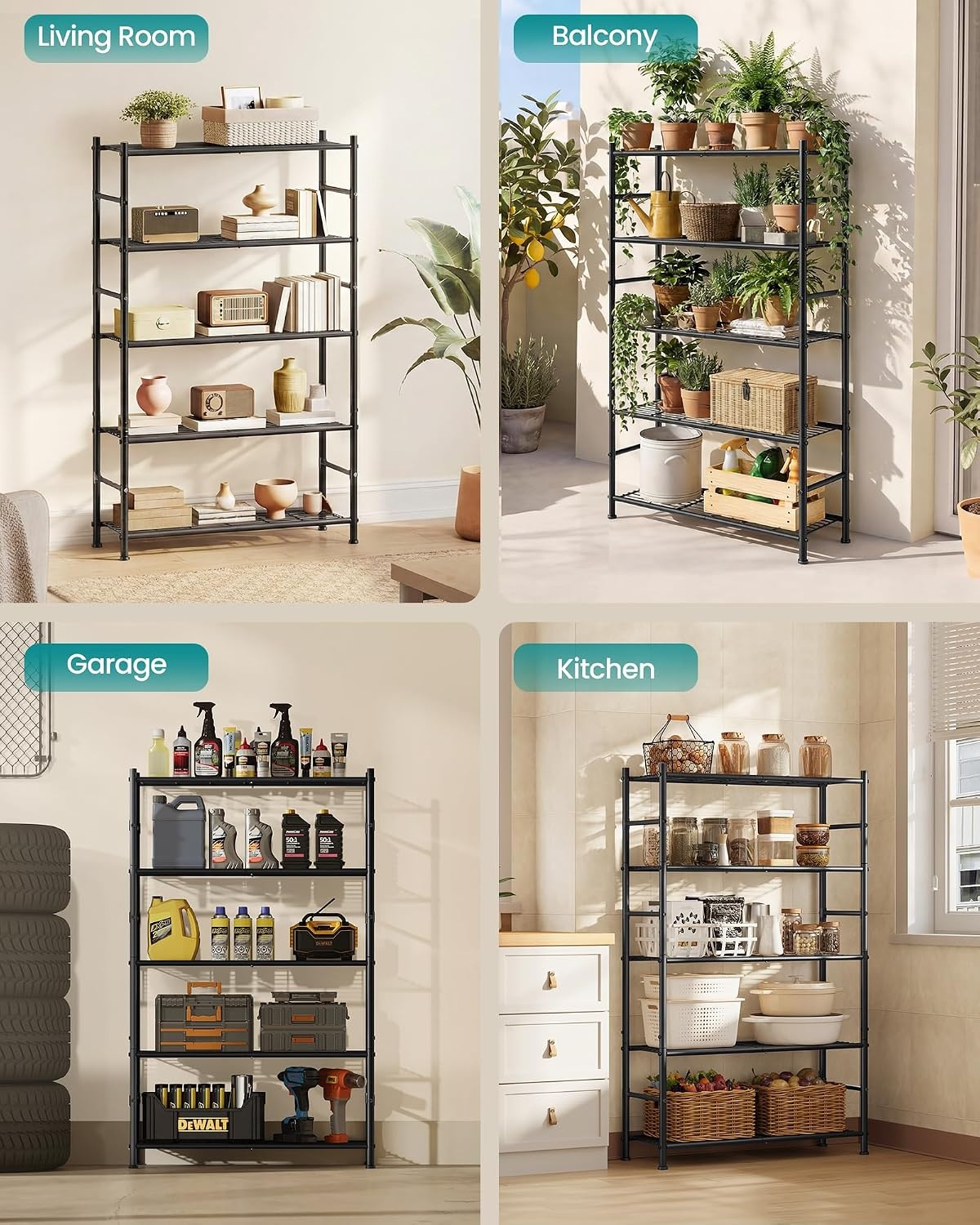 image:imageSONGMICS 3Tier Storage Shelf Steel Wire Organizer Rack5Tier