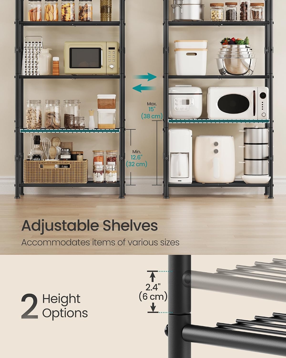 image:imageSONGMICS 3Tier Storage Shelf Steel Wire Organizer Rack5Tier