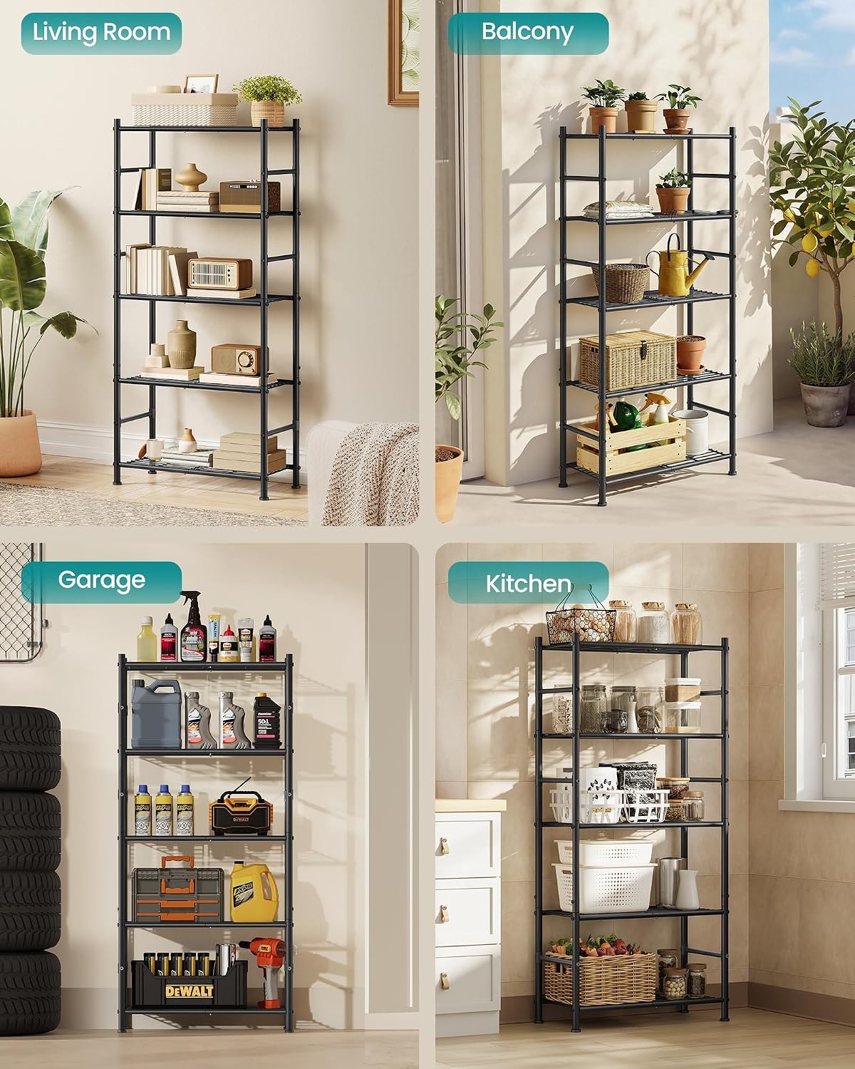 image:imageSONGMICS 3Tier Storage Shelf Steel Wire Organizer Rack5Tier
