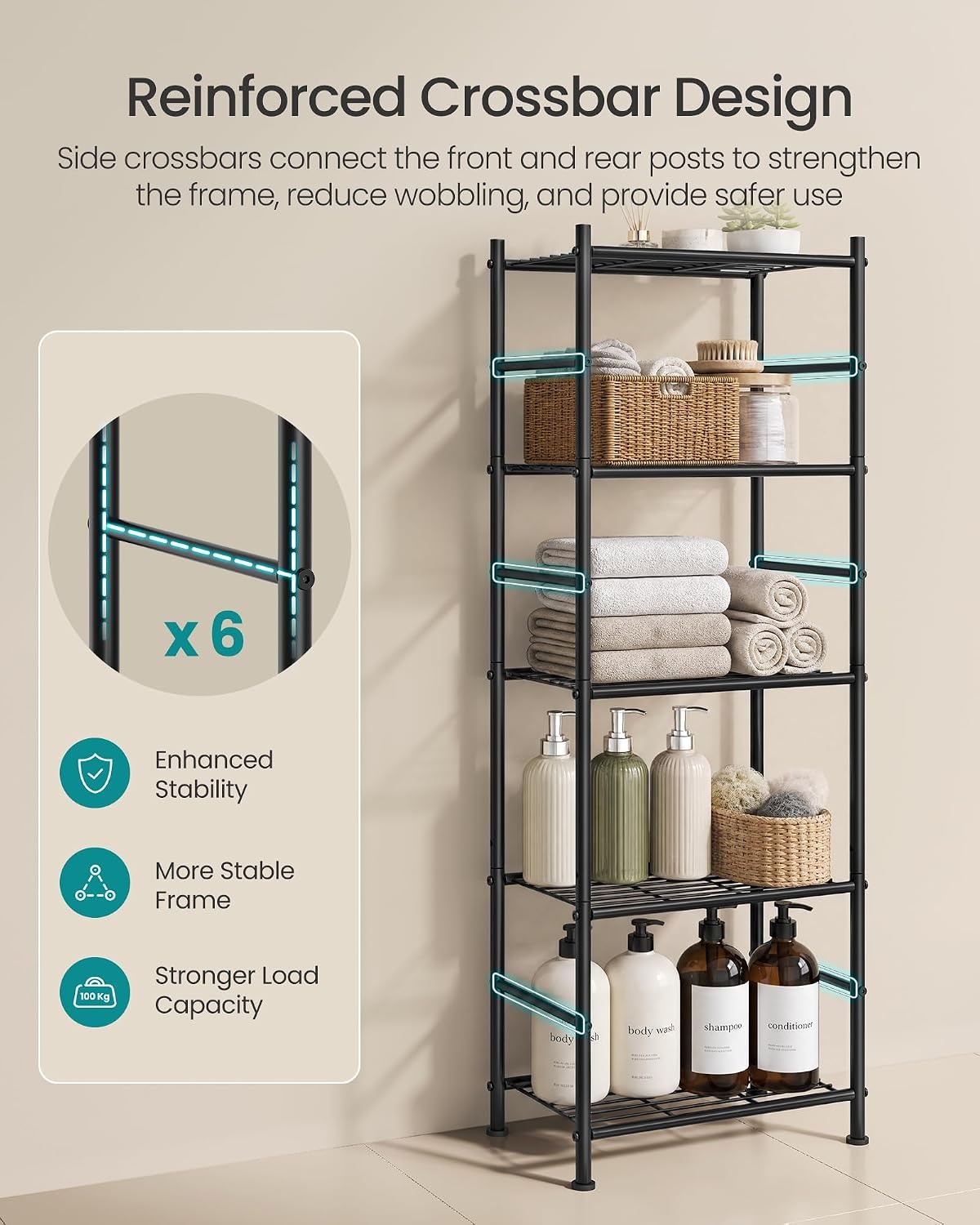 image:imageSONGMICS 3Tier Storage Shelf Steel Wire Organizer Rack5Tier