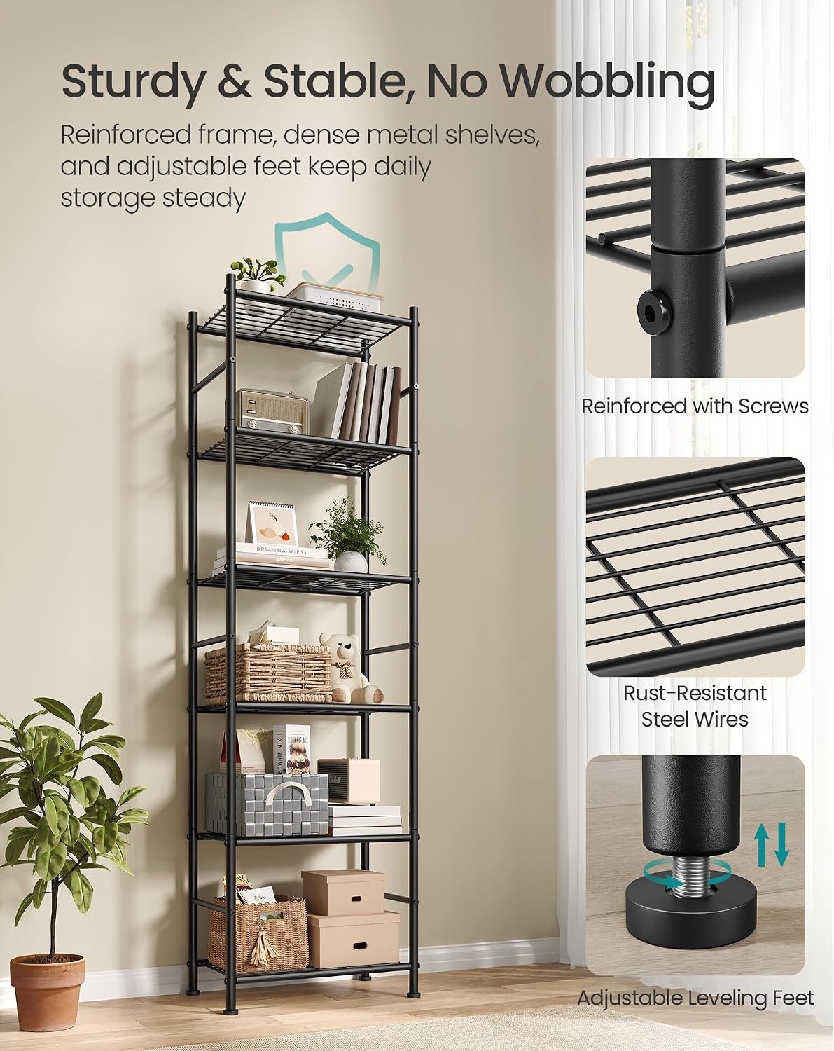 image:imageSONGMICS 3Tier Storage Shelf Steel Wire Organizer Rack6Tier
