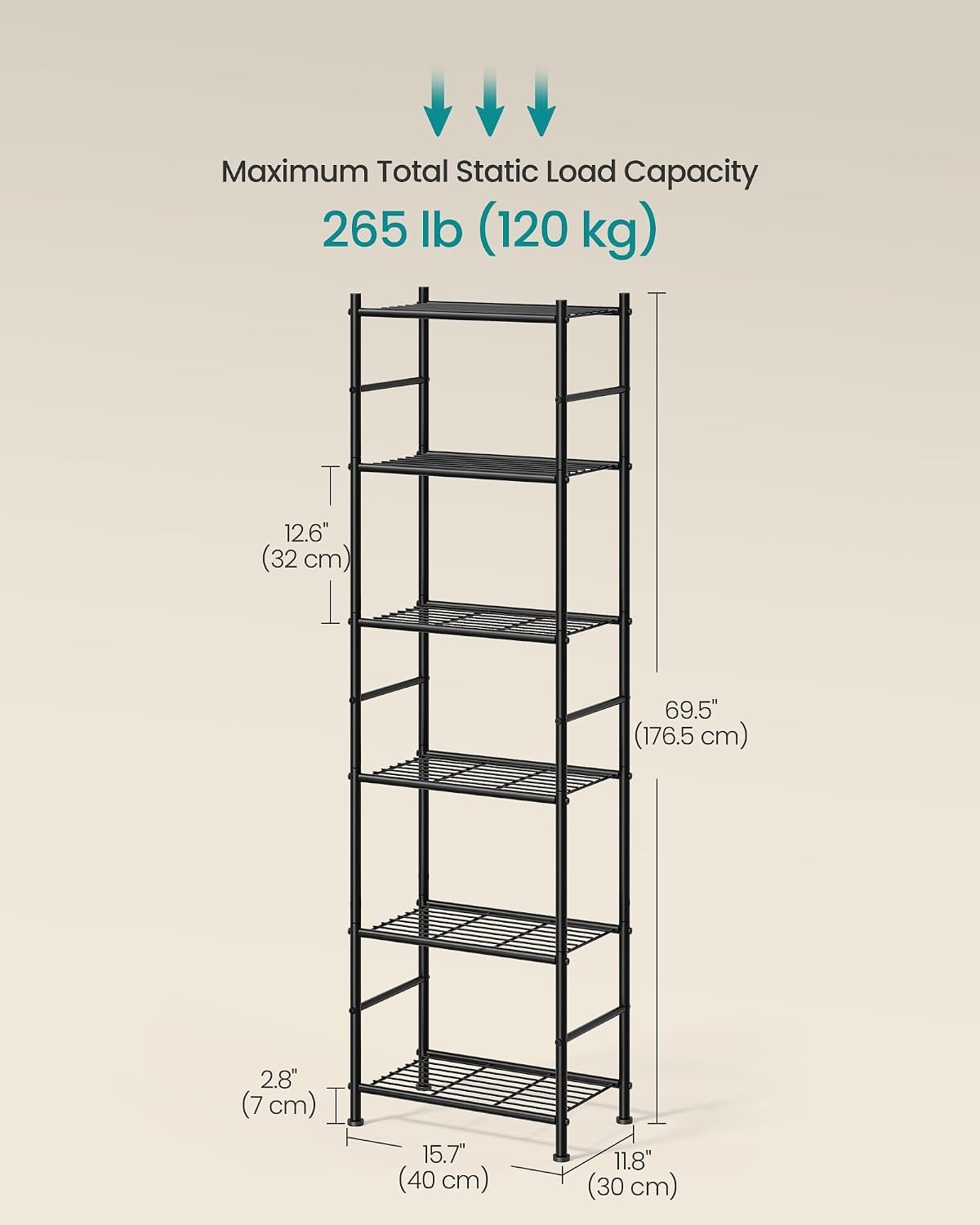 image:imageSONGMICS 3Tier Storage Shelf Steel Wire Organizer Rack6Tier