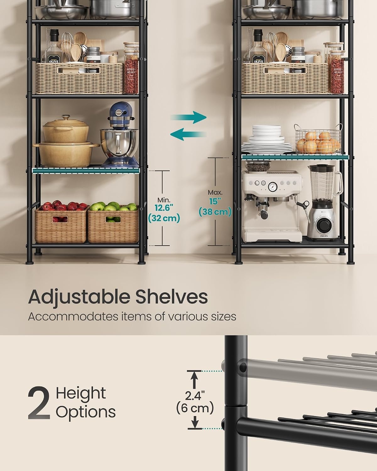 image:imageSONGMICS 3Tier Storage Shelf Steel Wire Organizer Rack6Tier