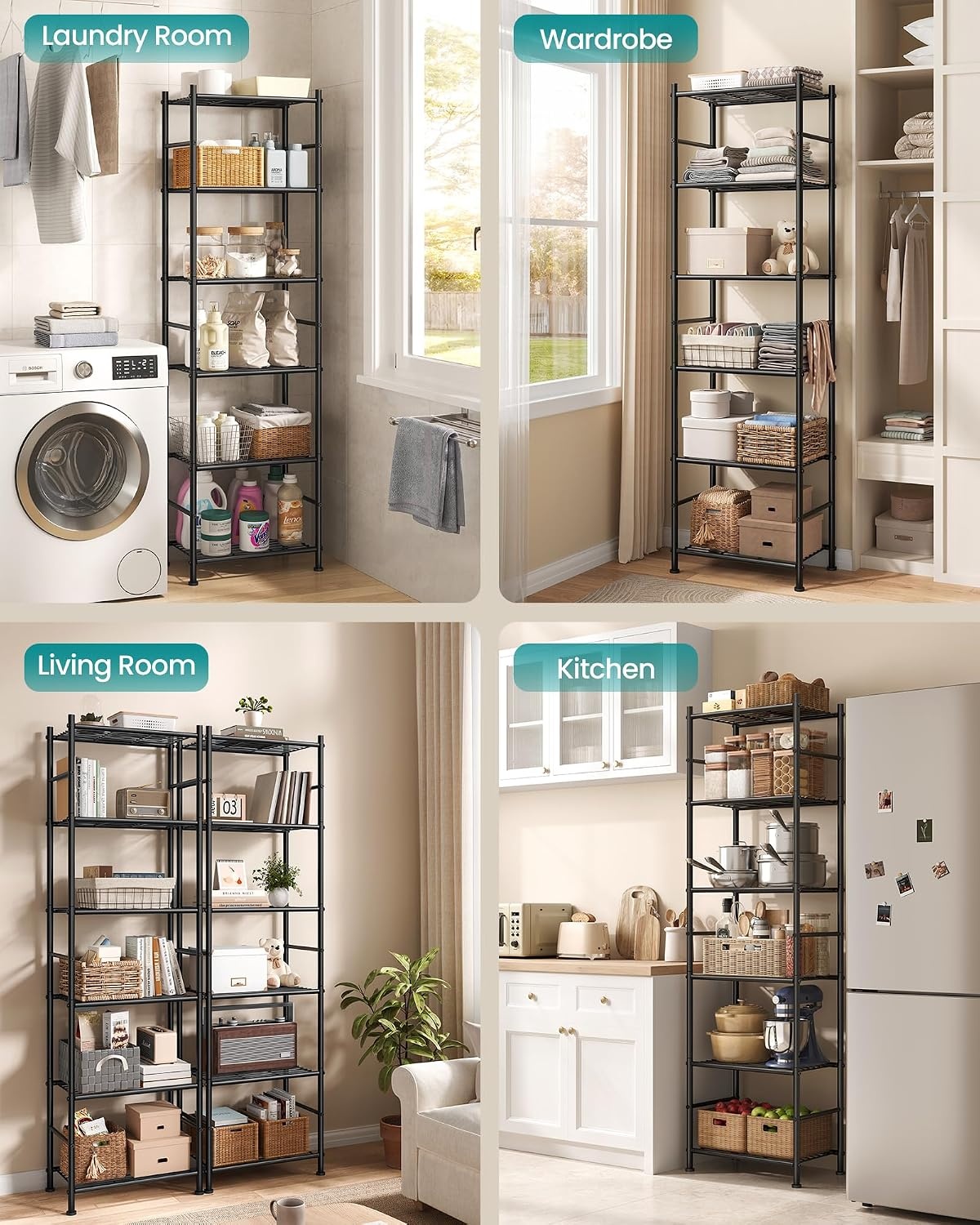 image:imageSONGMICS 3Tier Storage Shelf Steel Wire Organizer Rack6Tier
