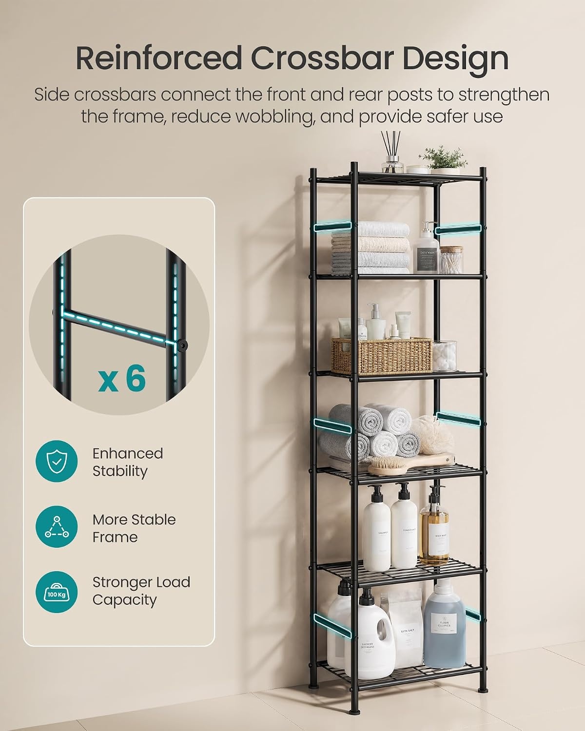 image:imageSONGMICS 3Tier Storage Shelf Steel Wire Organizer Rack6Tier