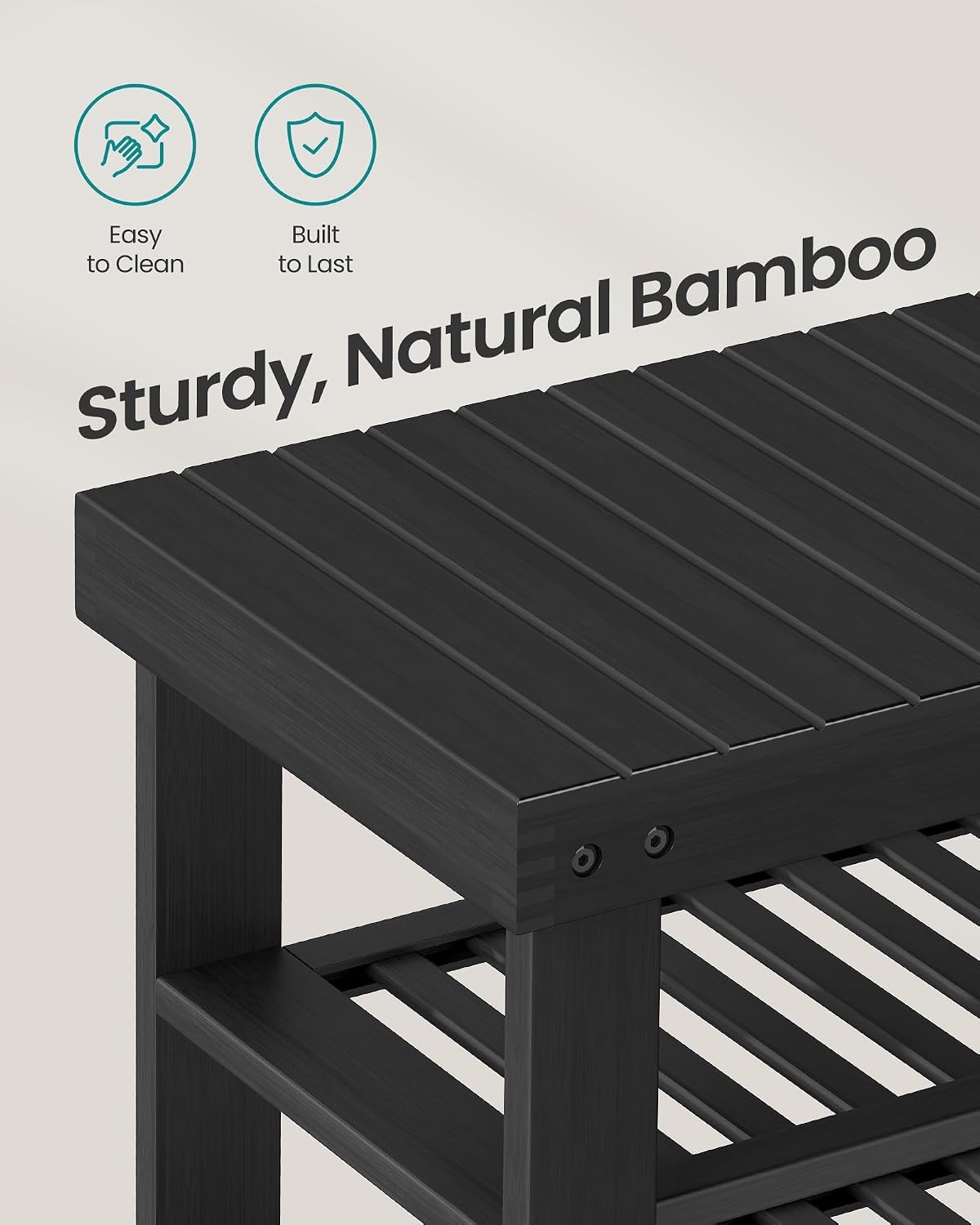 image:imageSONGMICS Bamboo Shoe Bench with Seat 113 x 352 x 205 InchesInk Black