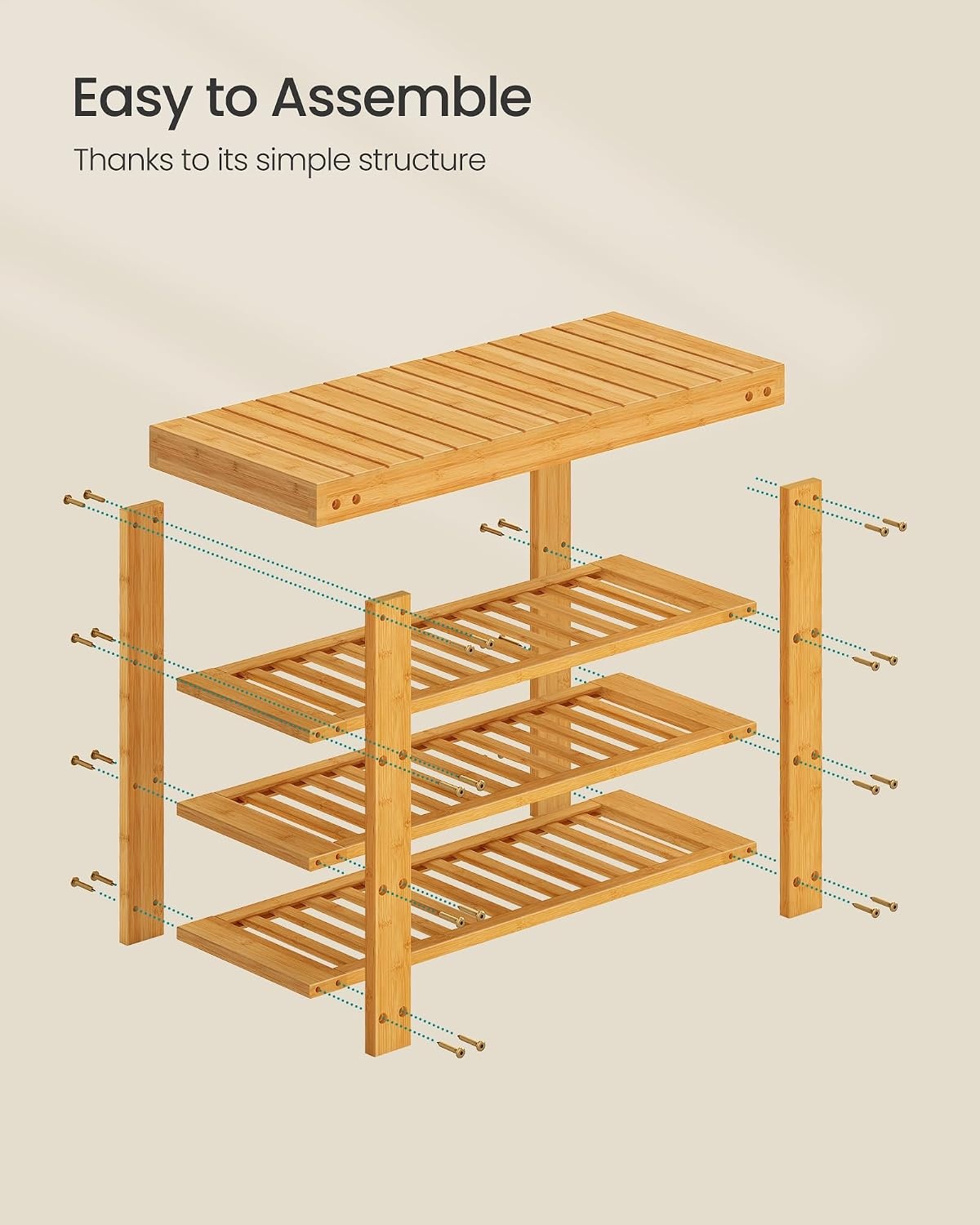 image:imageSONGMICS Bamboo Shoe Bench with Seat 113 x 352 x 205 InchesLight Bamboo