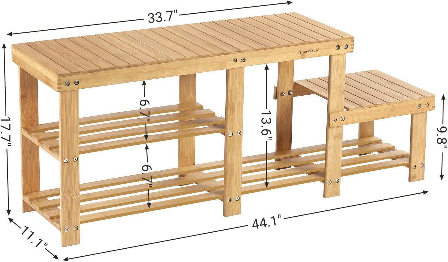 image:imageSONGMICS Bamboo Shoe Bench with Seat 113 x 352 x 205 InchesLight Bamboo
