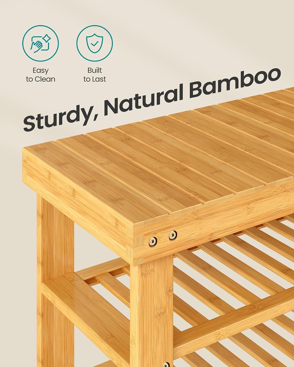 image:imageSONGMICS Bamboo Shoe Bench with Seat 113 x 352 x 205 InchesLight Bamboo