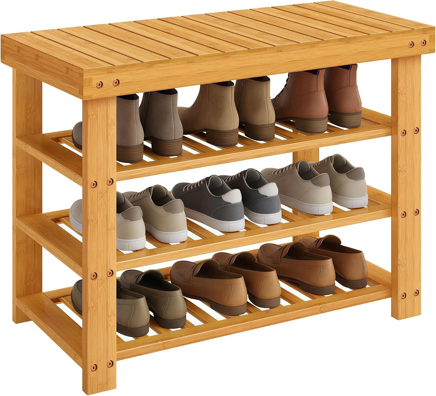 image:imageSONGMICS Bamboo Shoe Bench with Seat 113 x 352 x 205 InchesLight Bamboo