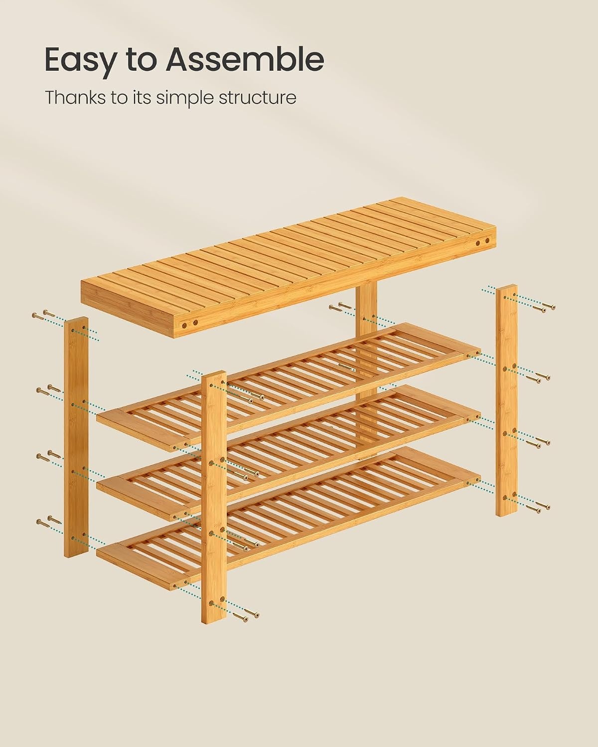 image:imageSONGMICS Bamboo Shoe Bench with Seat 113 x 352 x 205 InchesLight Bamboo