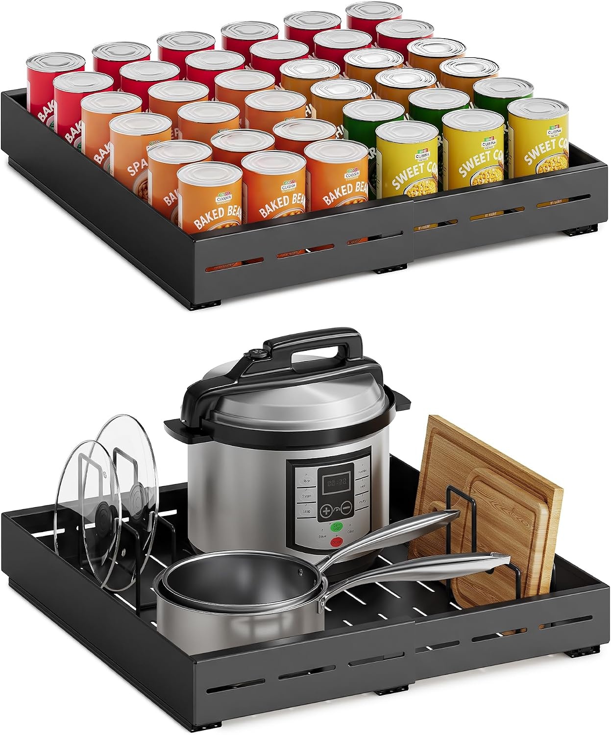 image:imageSONGMICS Expandable Pull Out Cabinet Organizer 21 Deep 3 Rail SlideInk Black