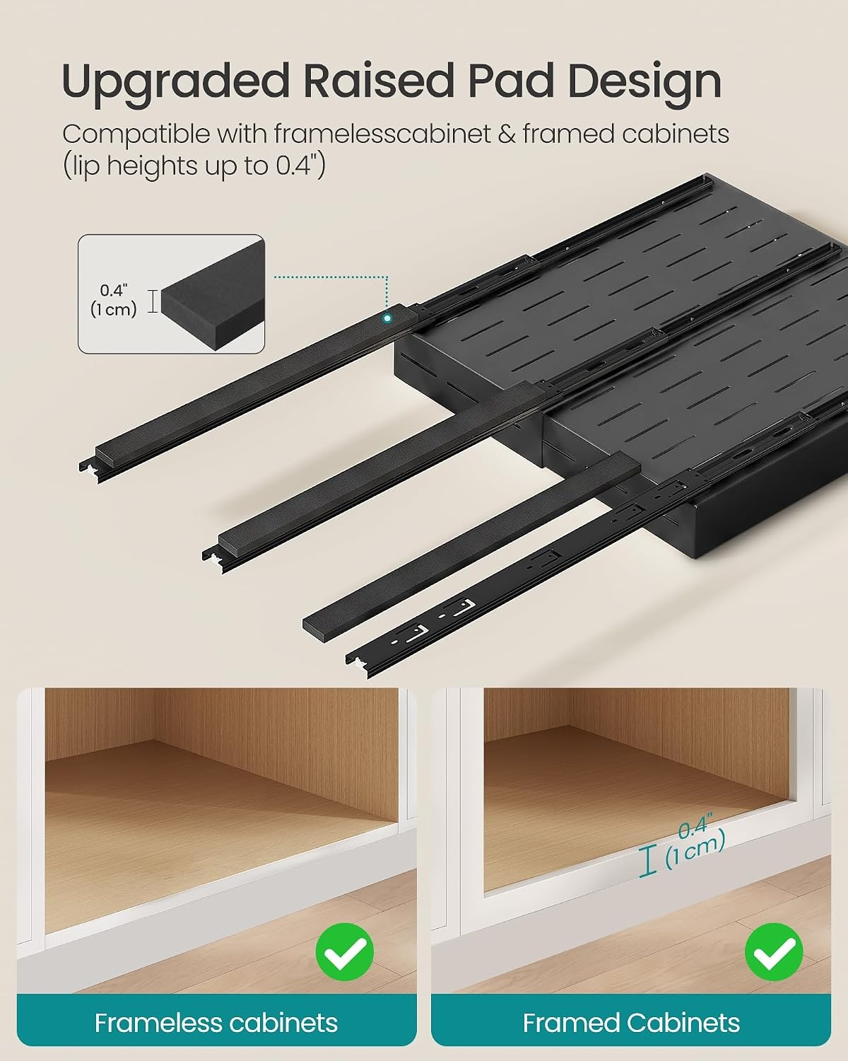 image:imageSONGMICS Expandable Pull Out Cabinet Organizer 21 Deep 3 Rail SlideInk Black