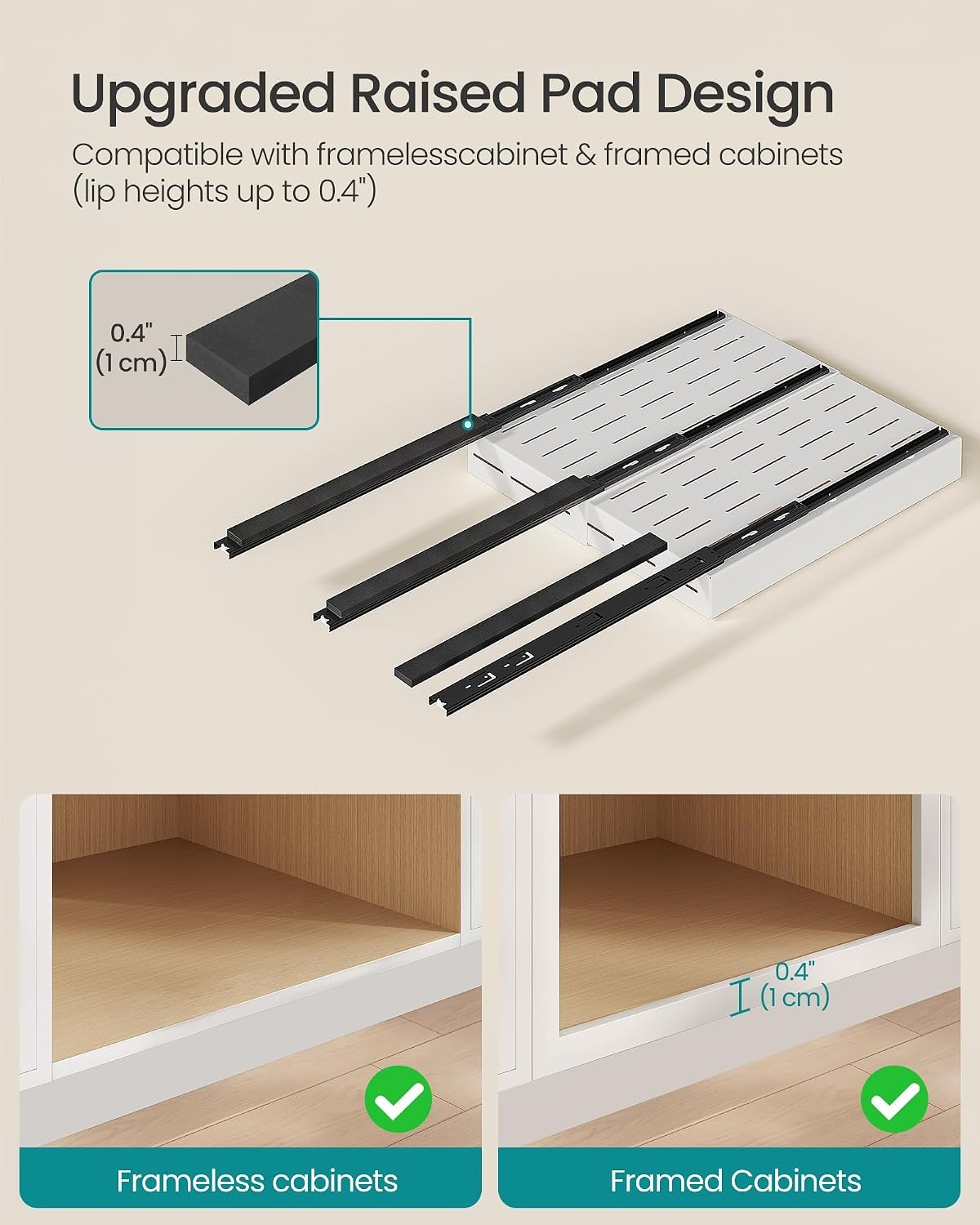 image:imageSONGMICS Expandable Pull Out Cabinet Organizer 21 Deep 3 Rail SlideMatte White