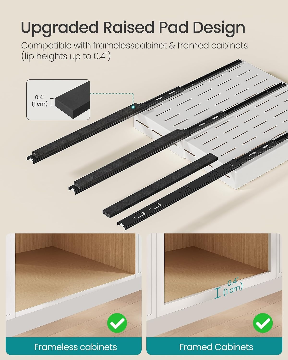 image:imageSONGMICS Expandable Pull Out Cabinet Organizer 21 Deep 3 Rail SlideMatte White
