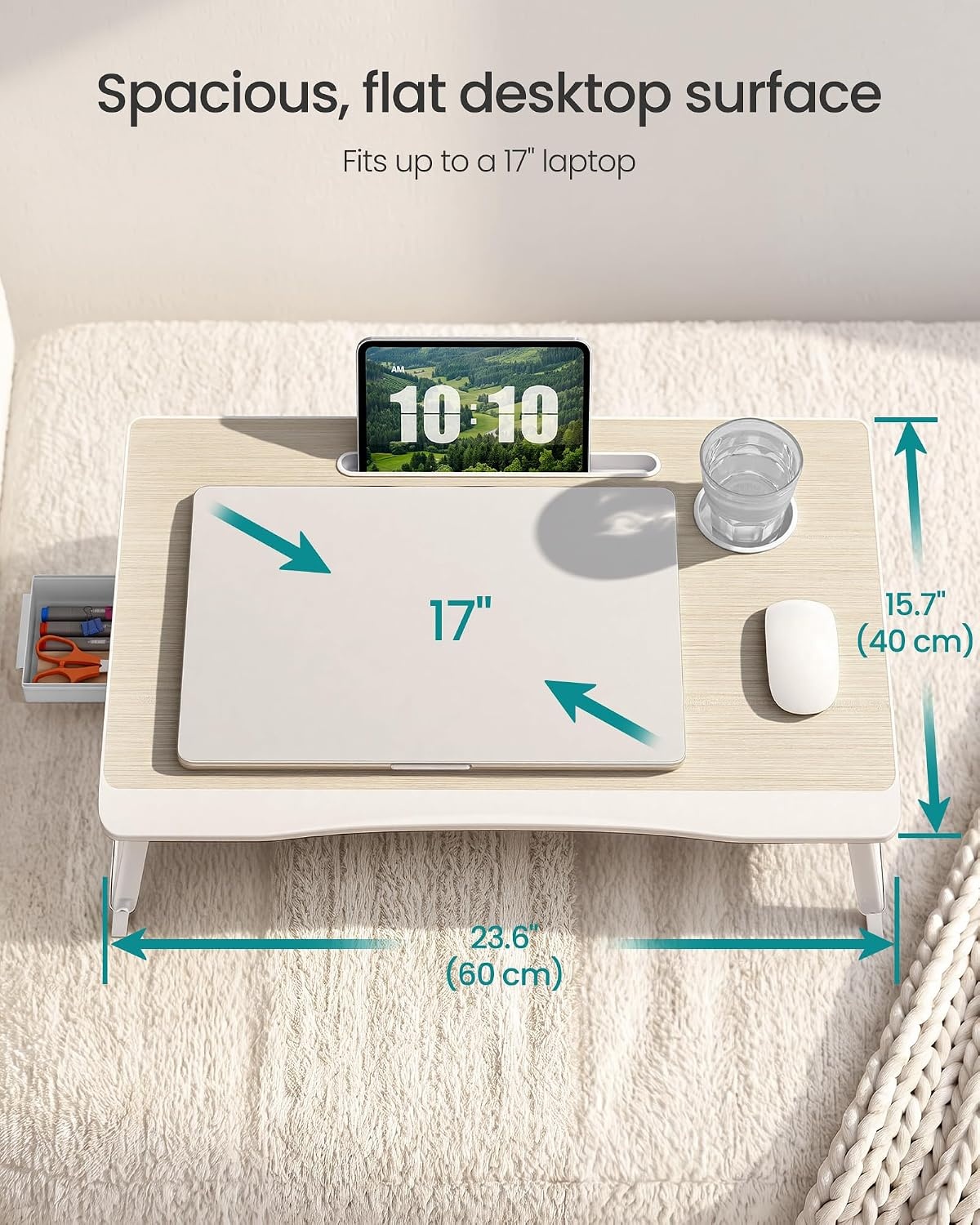 image:imageSONGMICS Foldable Lap Desk Portable Bed Desk Table Tray wCup Holder TrayNatural
