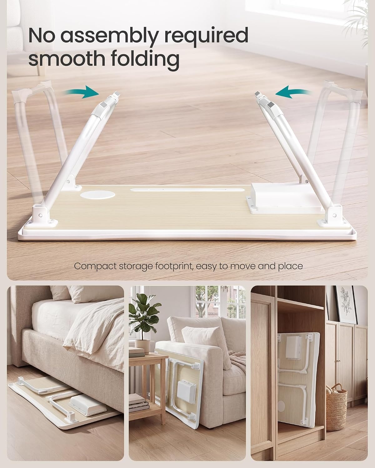 image:imageSONGMICS Foldable Lap Desk Portable Bed Desk Table Tray wCup Holder TrayNatural