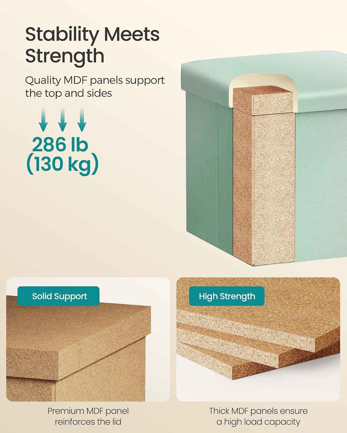 image:imageSONGMICS Small Folding Storage Ottoman 118 x 118 x 118 inBluegreen Ombre