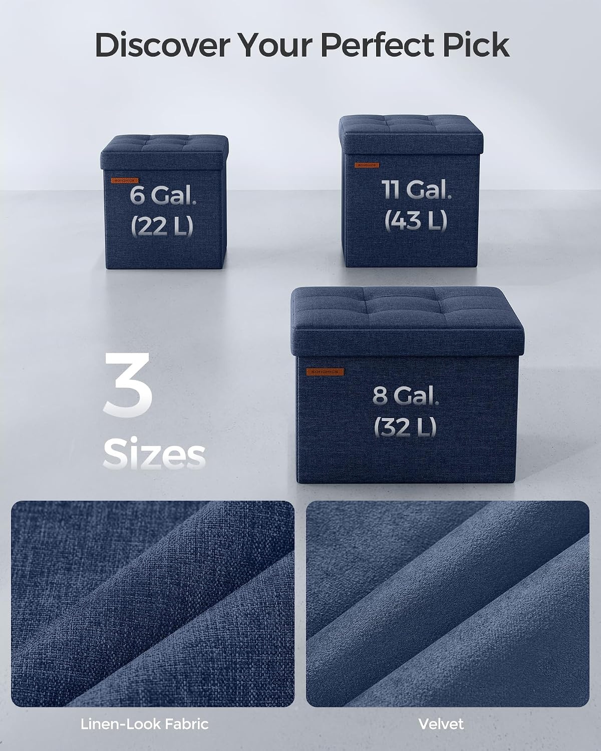 image:imageSONGMICS Small Folding Storage Ottoman 118 x 118 x 118 inLinenlook Fabric