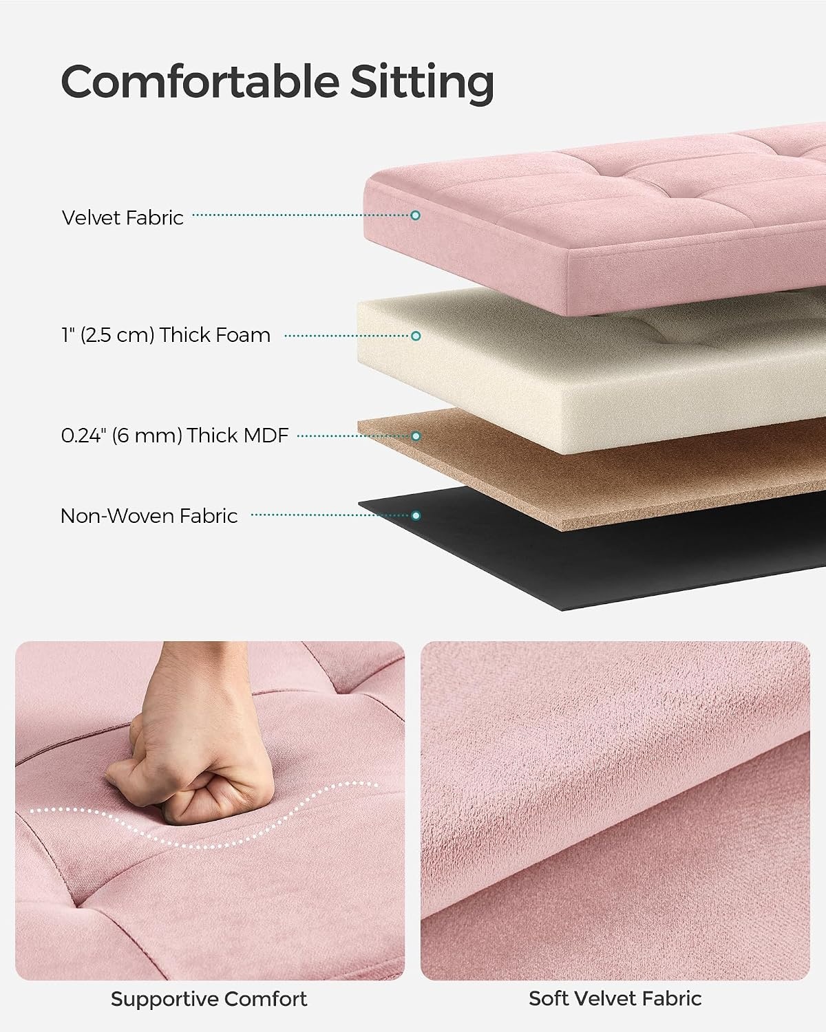 image:imageSONGMICS Storage Ottoman Foldable PU Leather Footrest 15 x 15 x 15 InchJelly Pink