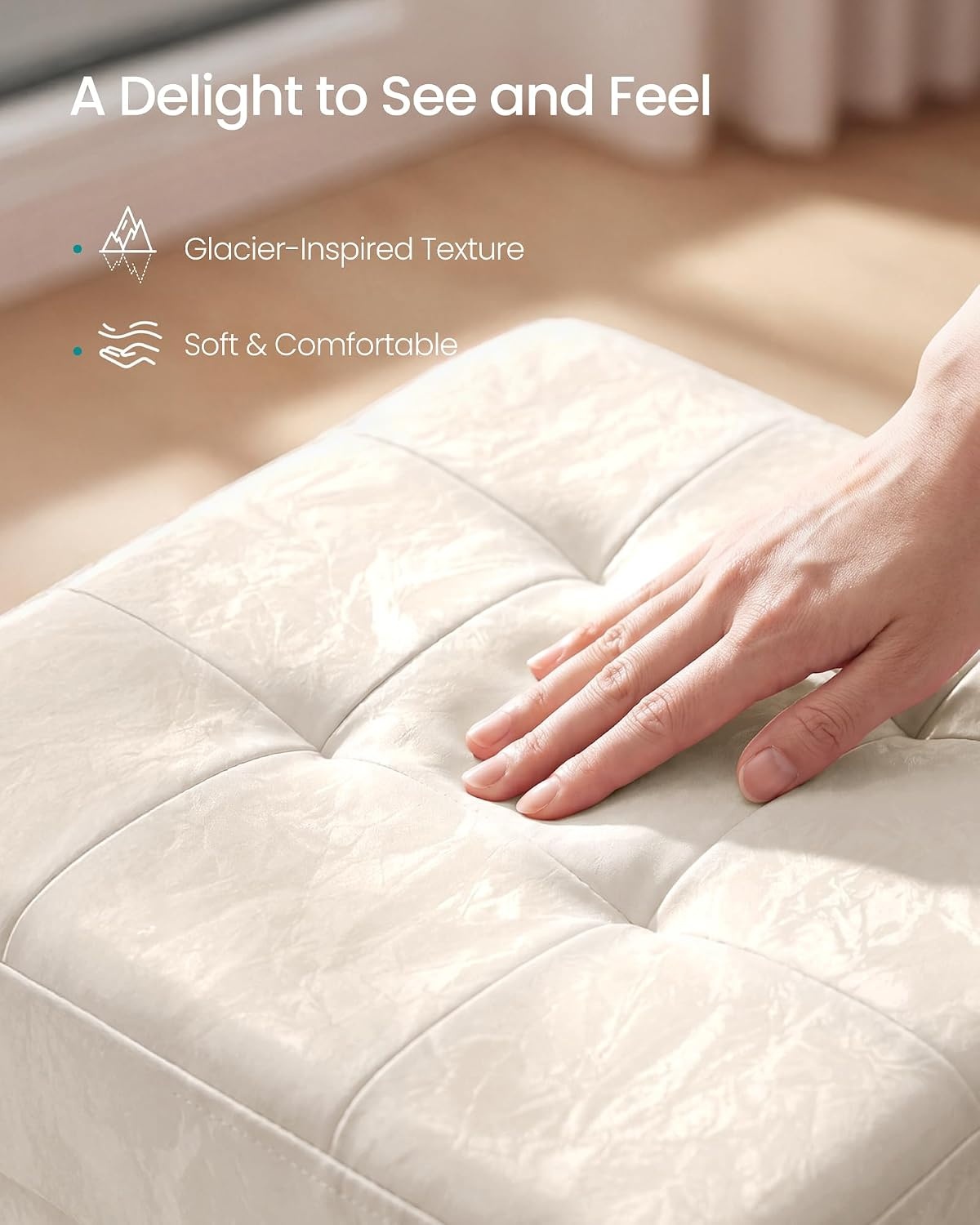 image:imageSONGMICS Storage Ottoman Foldable PU Leather Footrest 15 x 15 x 15 InchWhite Wthout Legs