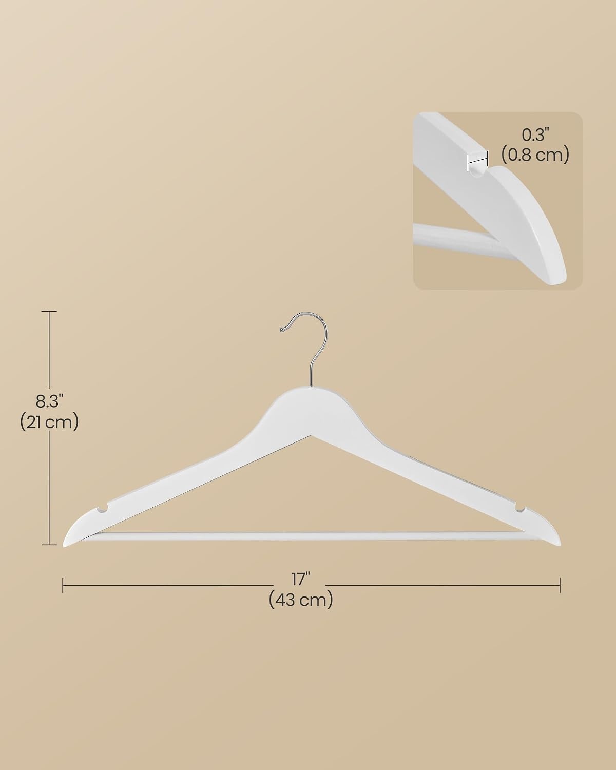 image:imageSONGMICS Wooden Hangers 50 Pack Basic Wood Clothes Hangers Space SavingCloud White