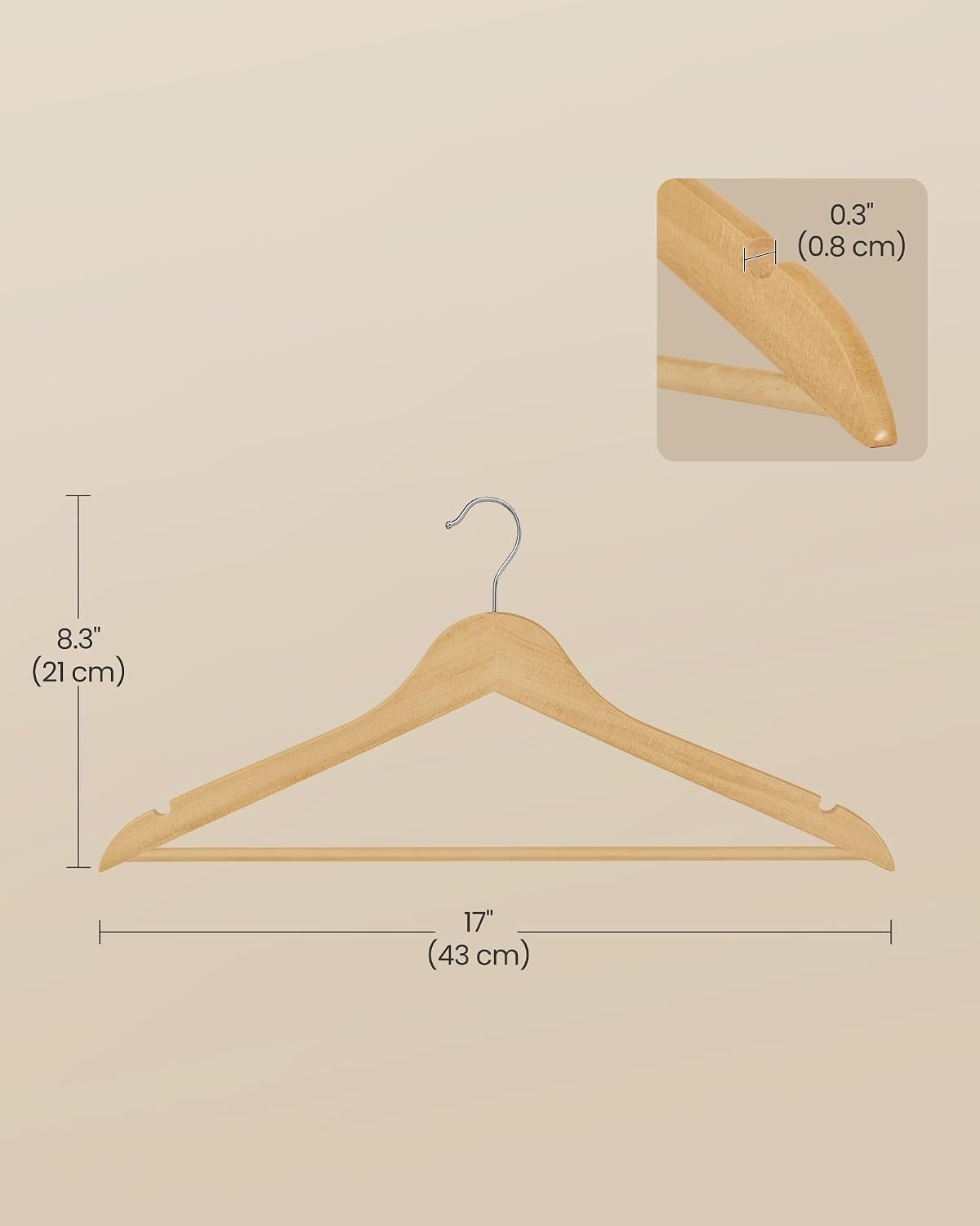 image:imageSONGMICS Wooden Hangers 50 Pack Basic Wood Clothes Hangers Space SavingNatural Beige