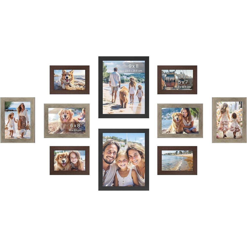 image:imageSONGMICS 10Piece Picture Frame Set Photo Frame CollageRed Tea Brown