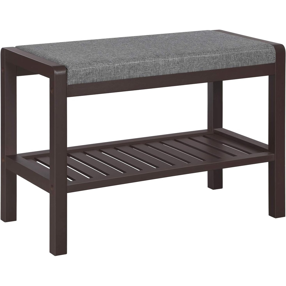 image:imageSONGMICS Bamboo Shoe Bench with Seat 113 x 352 x 205 InchesGray Brown