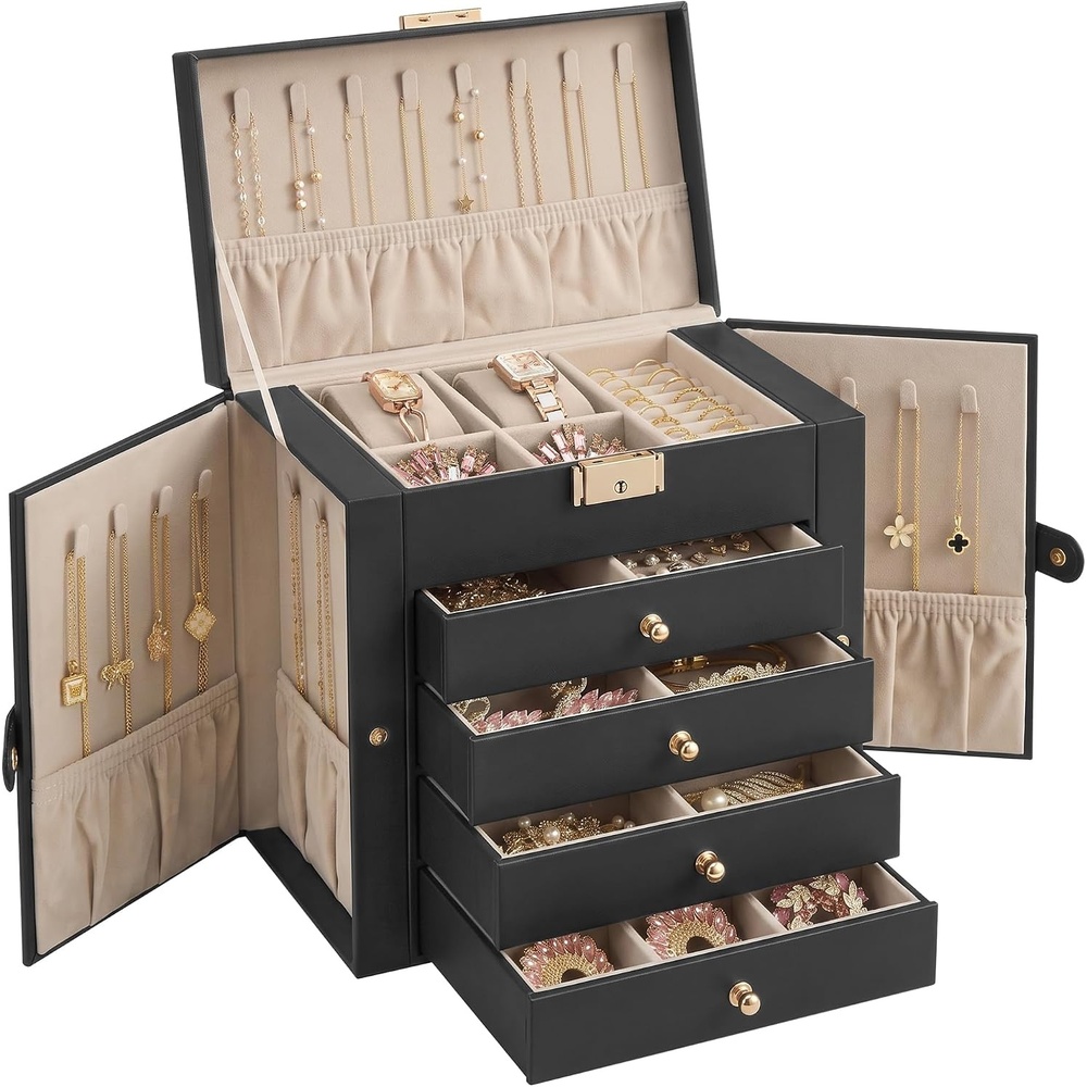 image:imageSONGMICS Jewelry Box for Women 3Tier Jewelry Organizer with DrawersBlack