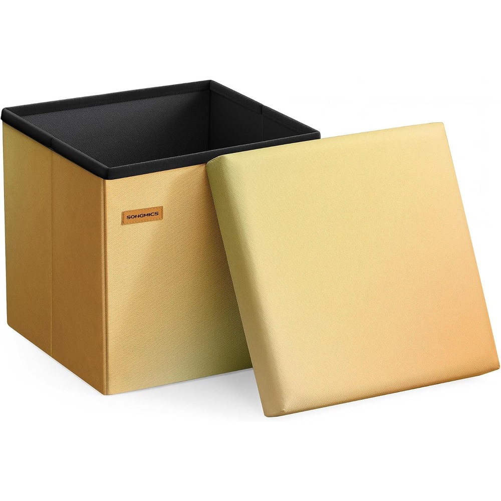 image:imageSONGMICS Small Folding Storage Ottoman 118 x 118 x 118 inOrangegold Ombre