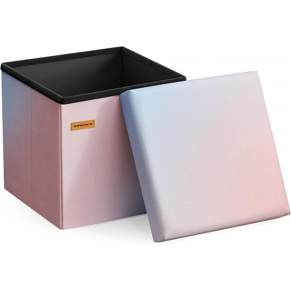 image:imageSONGMICS Small Folding Storage Ottoman 118 x 118 x 118 inPinkblue Ombre