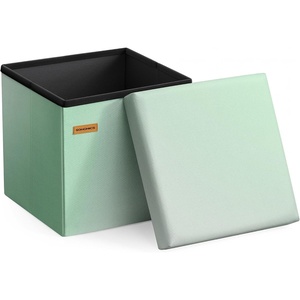 SONGMICS Small Folding Storage Ottoman, 11.8 x 11.8 x 11.8 in(Blue-green Ombre)
