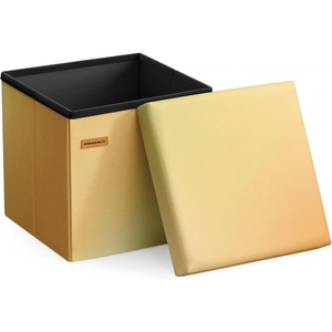 SONGMICS Small Folding Storage Ottoman, 11.8 x 11.8 x 11.8 in(Orange-gold Ombre)
