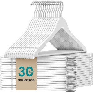 SONGMICS Wooden Hangers, 50 Pack, Basic Wood Clothes Hangers, Space Saving(Cloud White)