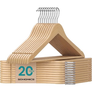 SONGMICS Wooden Hangers, 50 Pack, Basic Wood Clothes Hangers, Space Saving(Natural Beige)