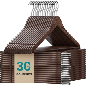 SONGMICS Wooden Hangers, 50 Pack, Basic Wood Clothes Hangers, Space Saving(Walnut Brown)