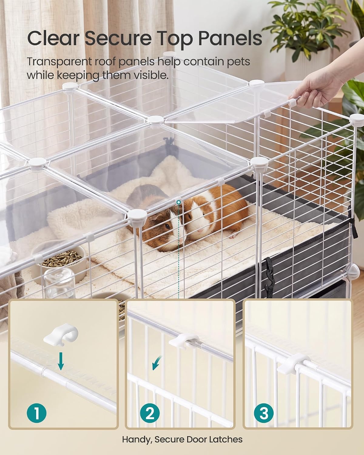 image:imageSONGMICS Guinea Pig Cage 2Tier with 3 Storage BoxesPearl White